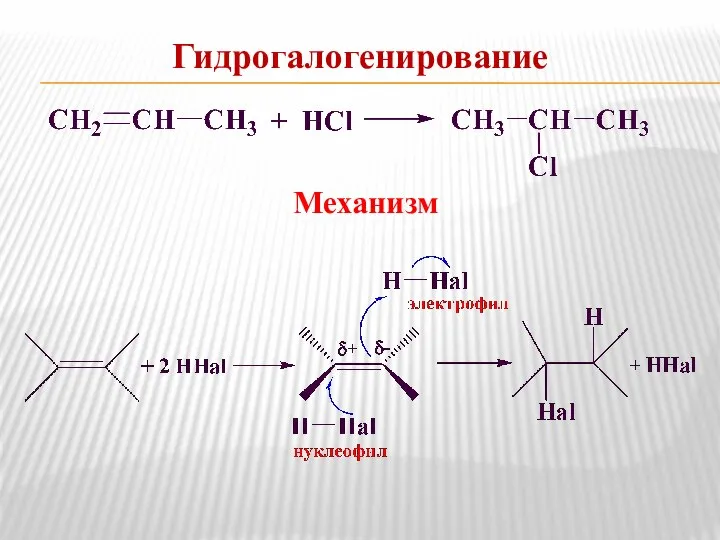 Гидрогалогенирование Механизм