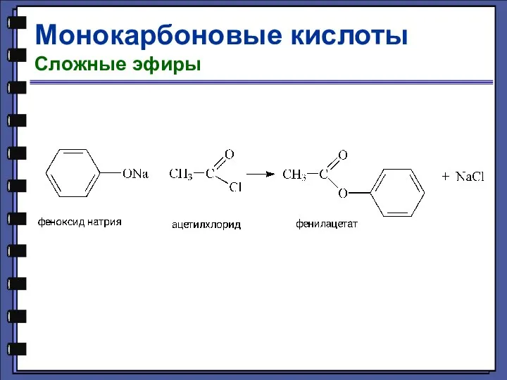 Монокарбоновые кислоты Сложные эфиры