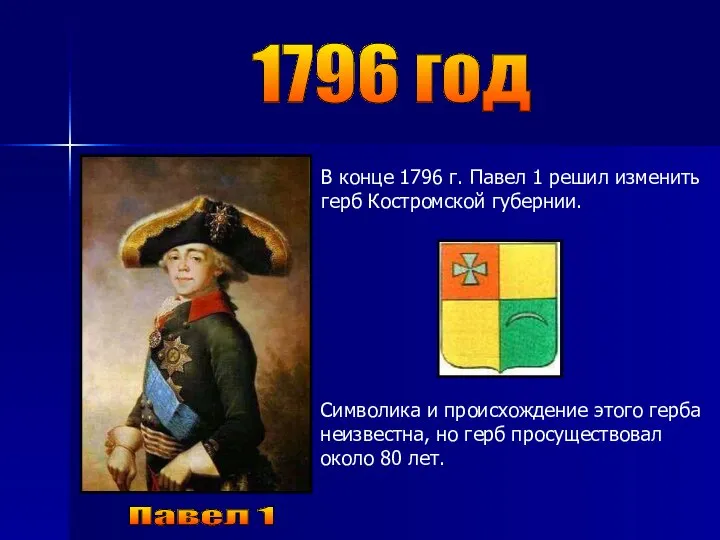 1796 год Павел 1 В конце 1796 г. Павел 1 решил