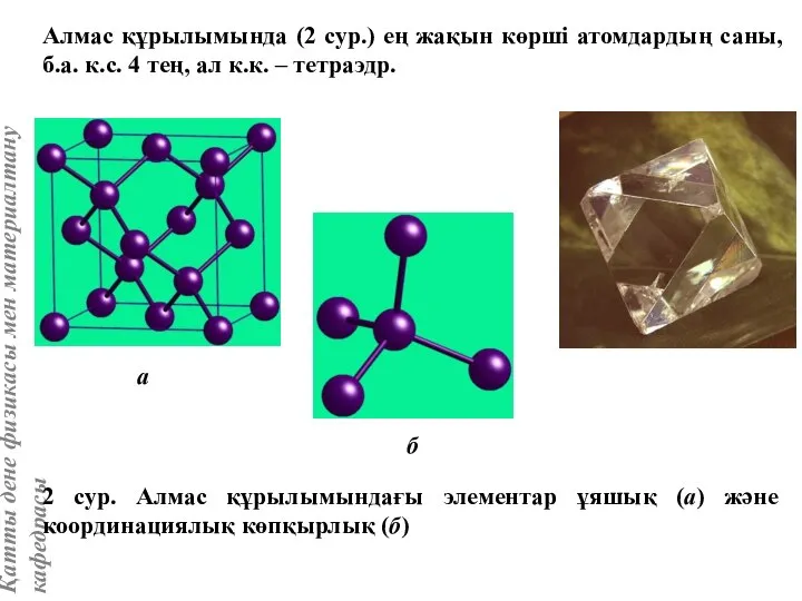 Алмас құрылымында (2 сур.) ең жақын көрші атомдардың саны, б.а. к.с.