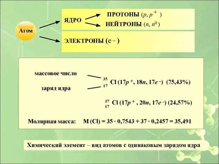 Химический элемент – вид атомов с одинаковым зарядом ядра