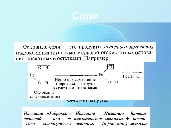 Соли Номенклатура: