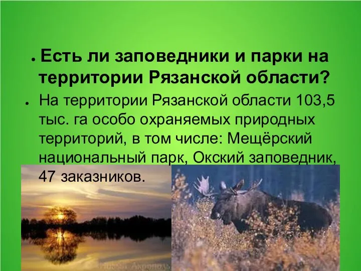 Есть ли заповедники и парки на территории Рязанской области? На территории