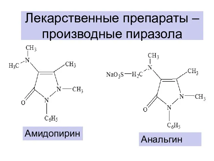 Лекарственные препараты – производные пиразола Амидопирин Анальгин