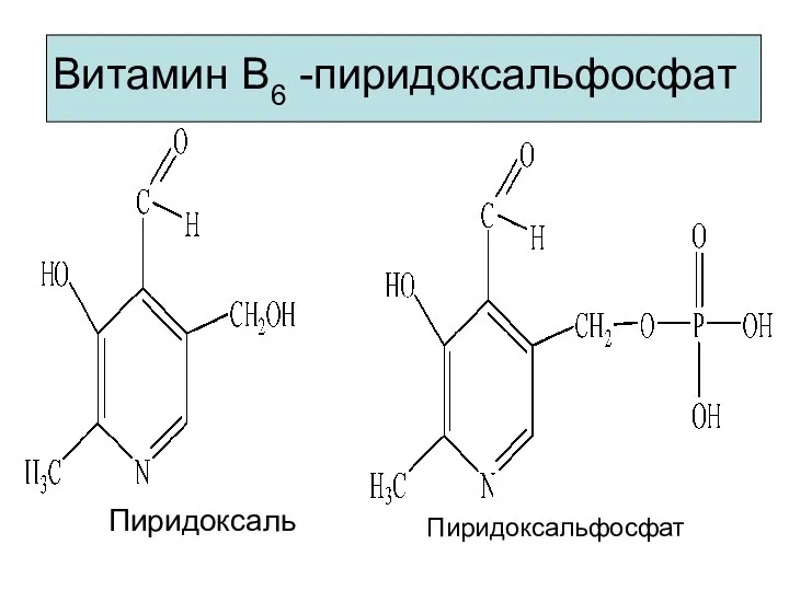 Витамин В6 -пиридоксальфосфат Пиридоксаль Пиридоксальфосфат