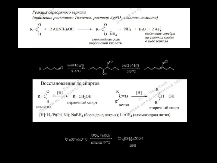 Альдольная конденсация Кротоновая конденсация Окисление альдегидов в кислоты