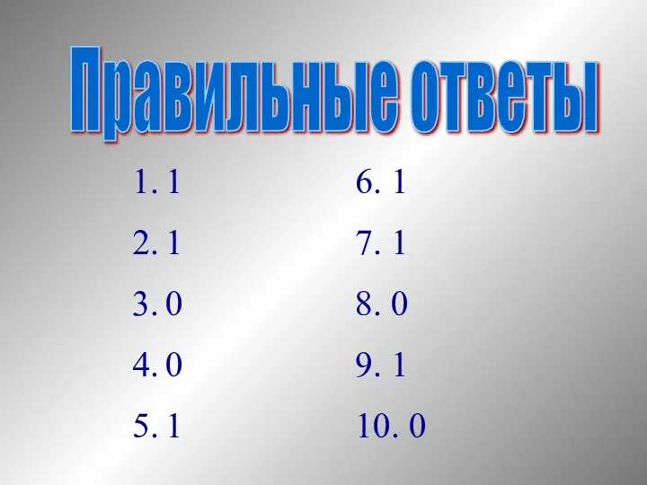 Правильные ответы