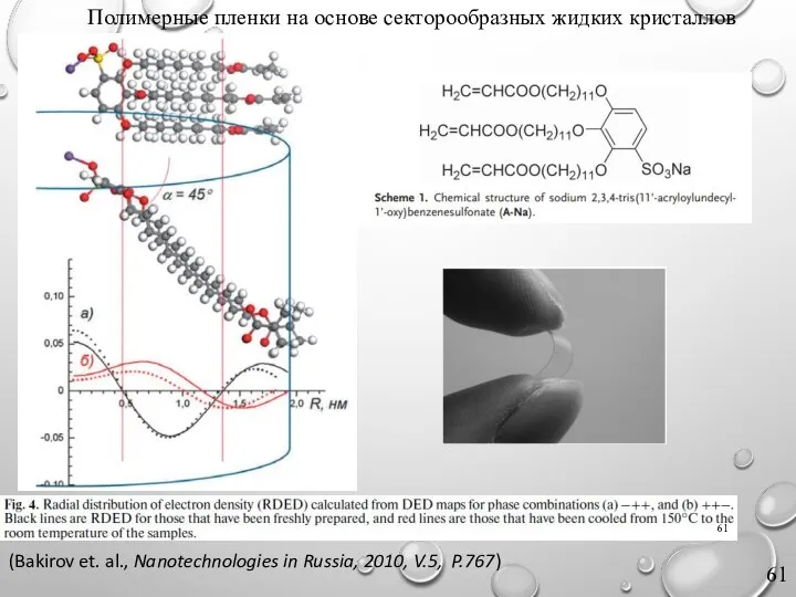Полимерные пленки на основе секторообразных жидких кристаллов (Bakirov et. al., Nanotechnologies in Russia, 2010, V.5, P.767)