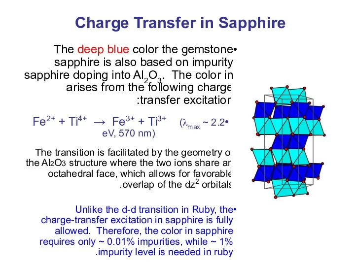 Charge Transfer in Sapphire The deep blue color the gemstone sapphire