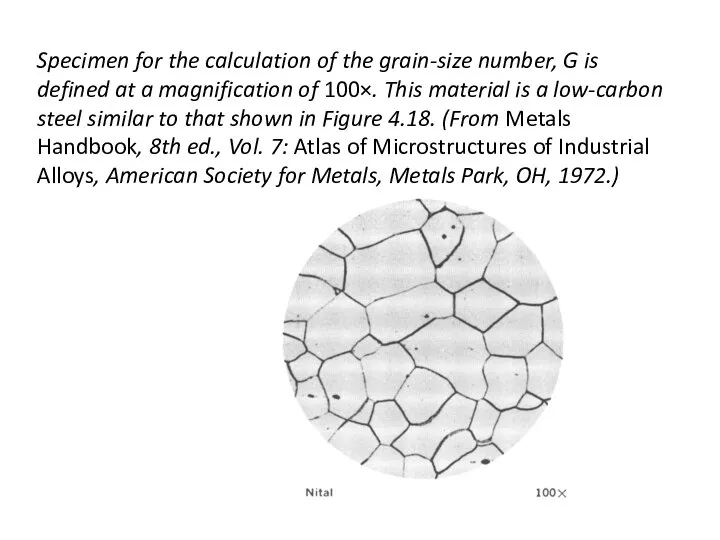Specimen for the calculation of the grain-size number, G is defined