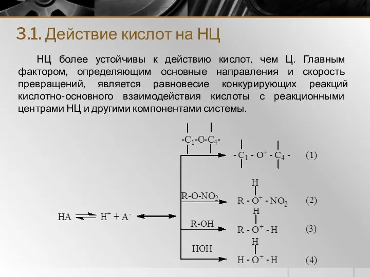 3.1. Действие кислот на НЦ НЦ более устойчивы к действию кислот,