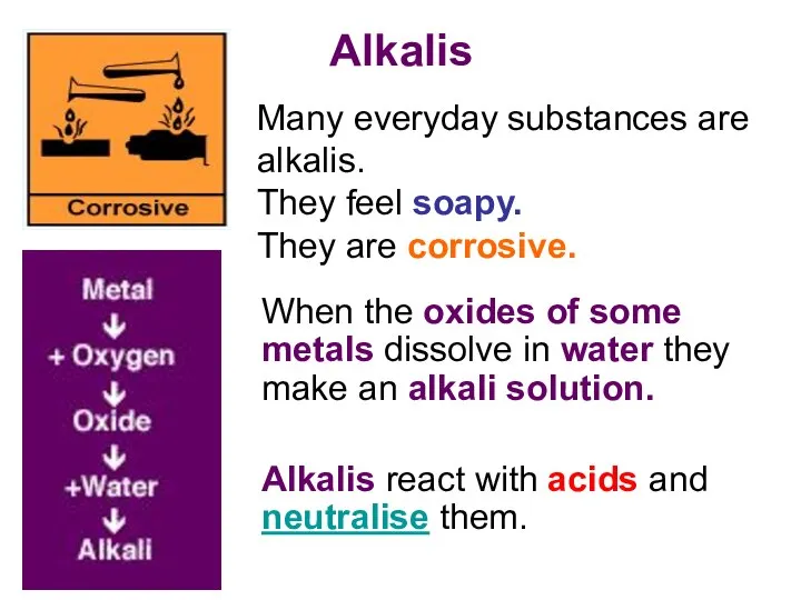 Alkalis When the oxides of some metals dissolve in water they