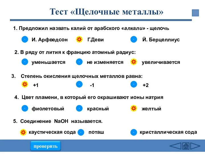 1. Предложил назвать калий от арабского «алкали» - щелочь И. Арфведсон