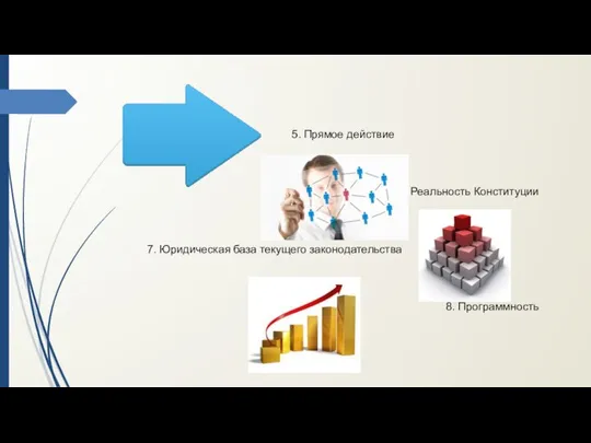 5. Прямое действие 6. Реальность Конституции 7. Юридическая база текущего законодательства 8. Программность