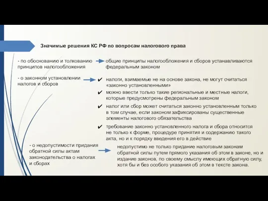 Значимые решения КС РФ по вопросам налогового права - по обоснованию