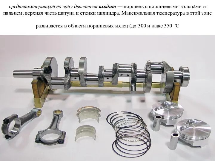 среднетемпературную зону двигателя входит — поршень с поршневыми кольцами и пальцем,