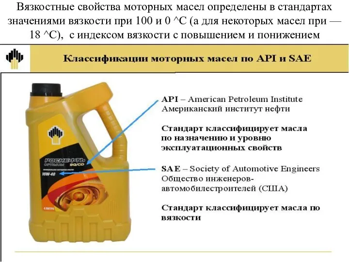 Вязкостные свойства моторных масел определены в стандартах значениями вязкости при 100