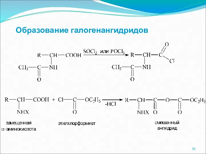 Образование галогенангидридов
