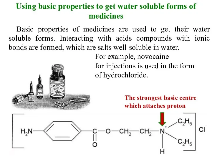 Using basic properties to get water soluble forms of medicines Basic