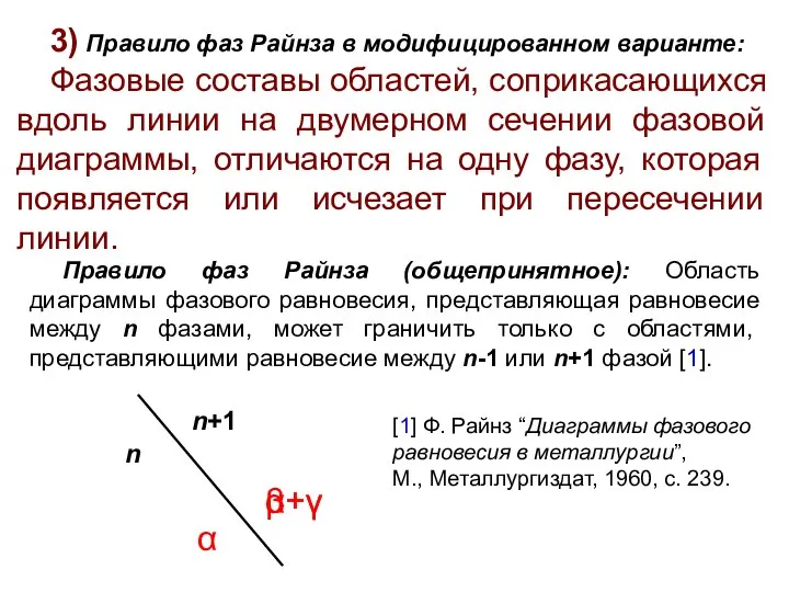 3) Правило фаз Райнза в модифицированном варианте: Фазовые составы областей, соприкасающихся