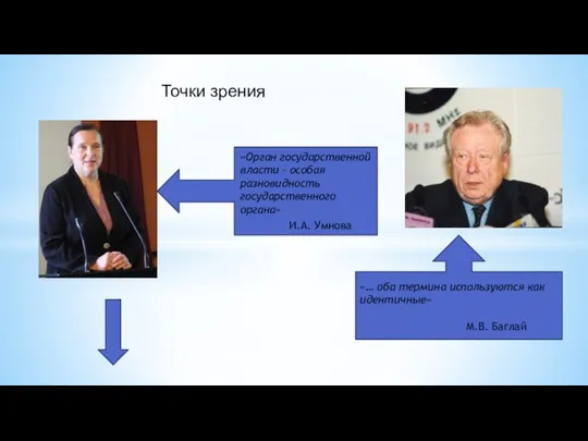 Точки зрения «Орган государственной власти – особая разновидность государственного органа» И.А.