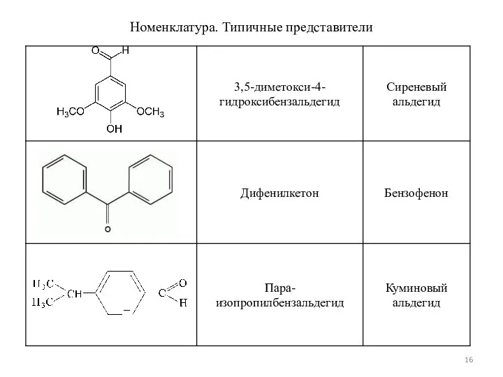 Номенклатура. Типичные представители