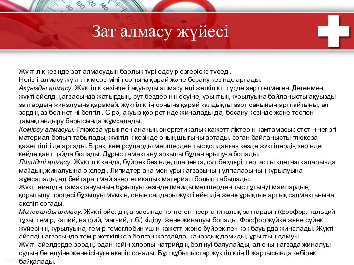 Зат алмасу жүйесі Жүктілік кезінде зат алмасудың барлық түрі едәуір өзгеріске