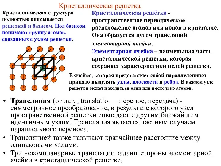 Трансляция (от лат. . translatio — перенос, передача) - симметричное преобразование,