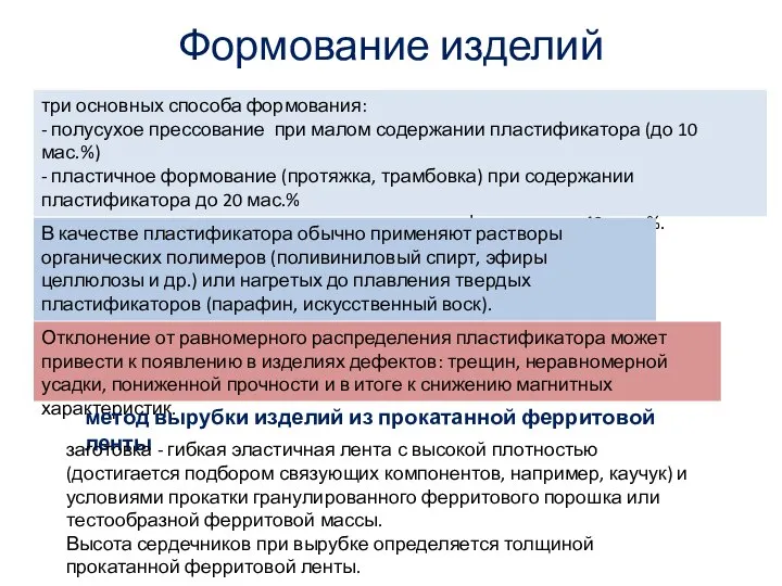 Формование изделий три основных способа формования: - полусухое прессование при малом