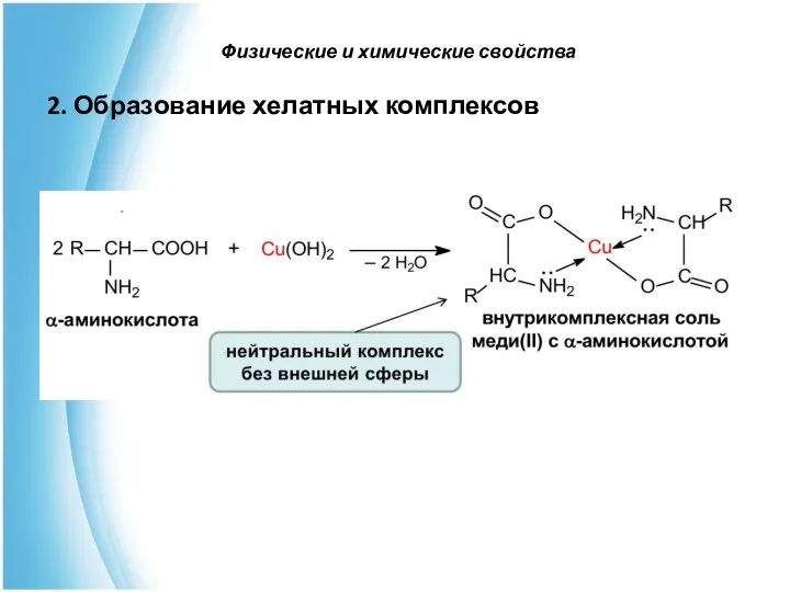 2. Образование хелатных комплексов Физические и химические свойства