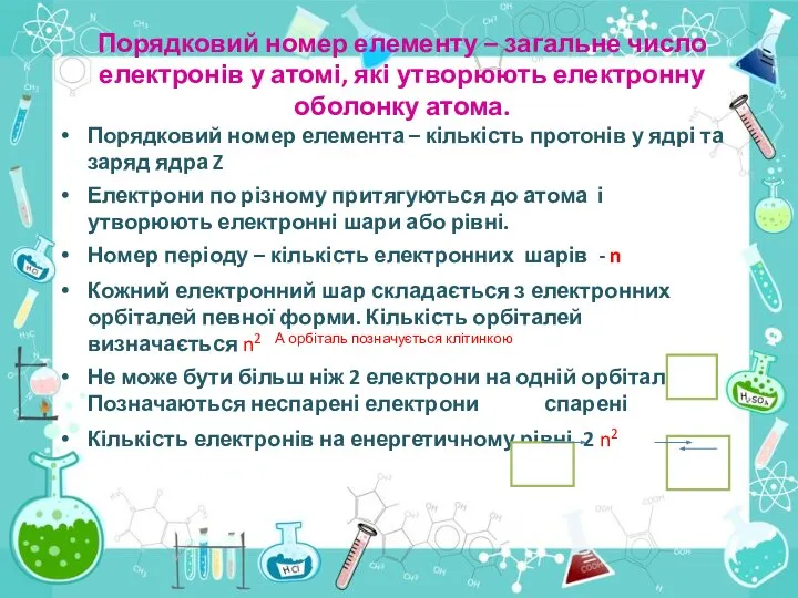 Порядковий номер елементу – загальне число електронів у атомі, які утворюють