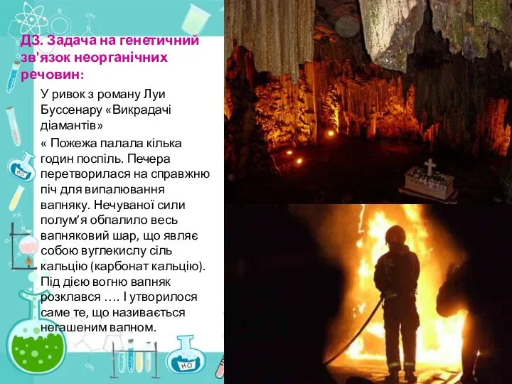 ДЗ. Задача на генетичний зв'язок неорганічних речовин: У ривок з роману