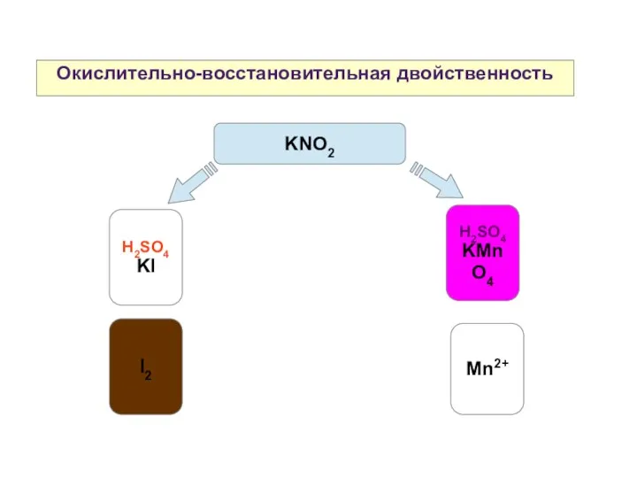 Окислительно-восстановительная двойственность H2SO4 KI H2SO4 KMnO4 KNO2 Mn2+ I2