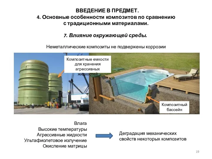 7. Влияние окружающей среды. ВВЕДЕНИЕ В ПРЕДМЕТ. 4. Основные особенности композитов