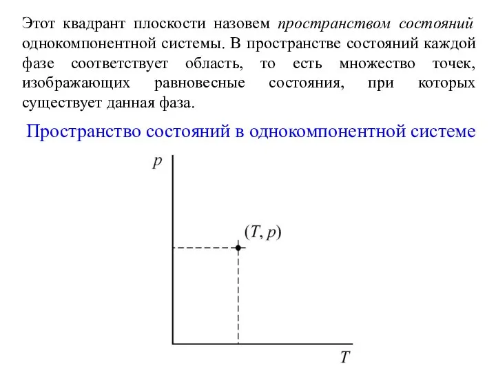 Этот квадрант плоскости назовем пространством состояний однокомпонентной системы. В пространстве состояний