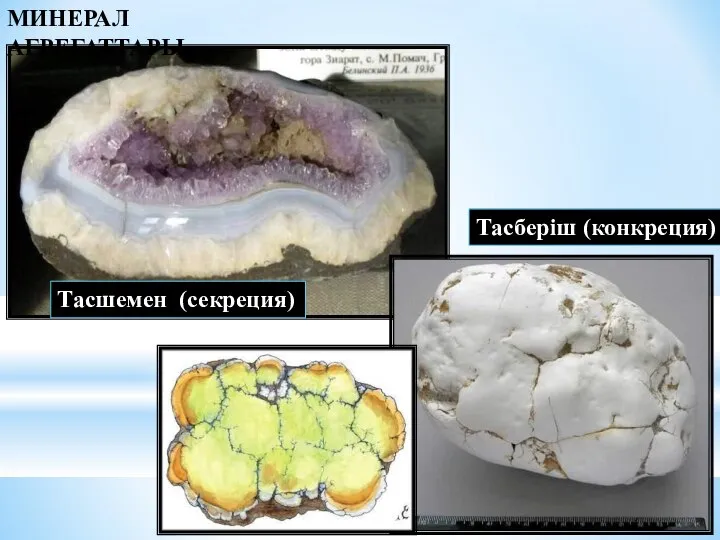 Тасшемен (секреция) Тасберіш (конкреция) МИНЕРАЛ АГРЕГАТТАРЫ