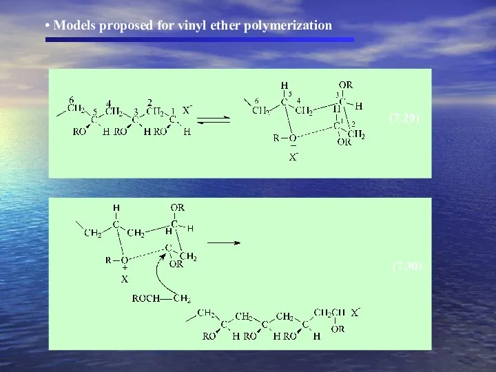 (7.29) (7.30) Models proposed for vinyl ether polymerization