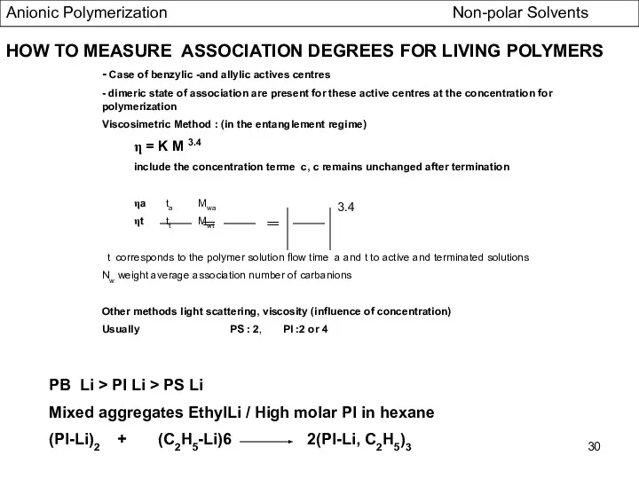 HOW TO MEASURE ASSOCIATION DEGREES FOR LIVING POLYMERS - Case of