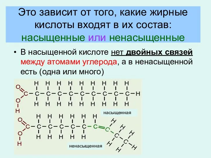 Это зависит от того, какие жирные кислоты входят в их состав: