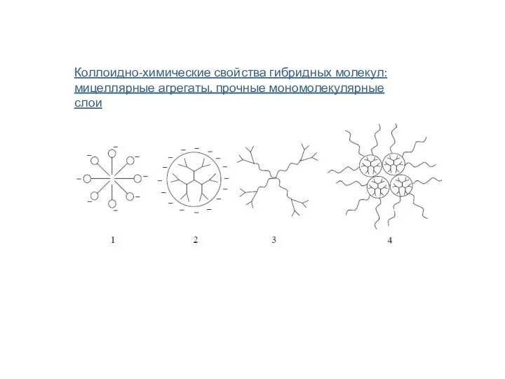 Коллоидно-химические свойства гибридных молекул: мицеллярные агрегаты, прочные мономолекулярные слои