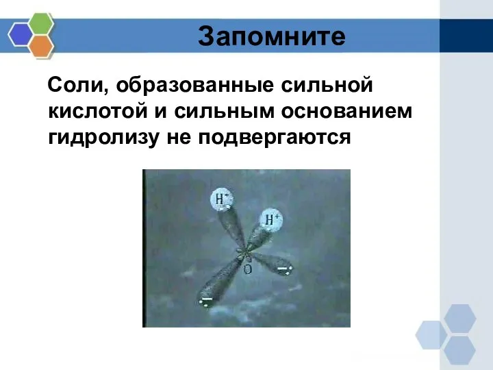 Запомните Соли, образованные сильной кислотой и сильным основанием гидролизу не подвергаются