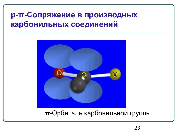 π-Орбиталь карбонильной группы p-π-Сопряжение в производных карбонильных соединений