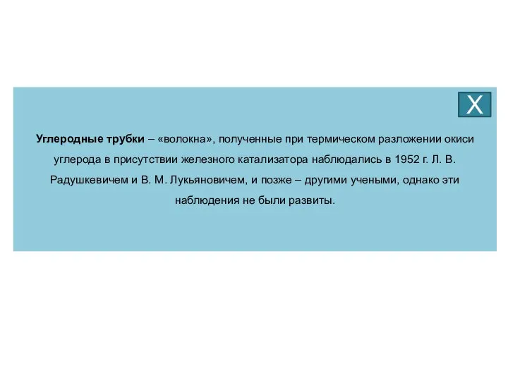 Углеродные трубки – «волокна», полученные при термическом разложении окиси углерода в