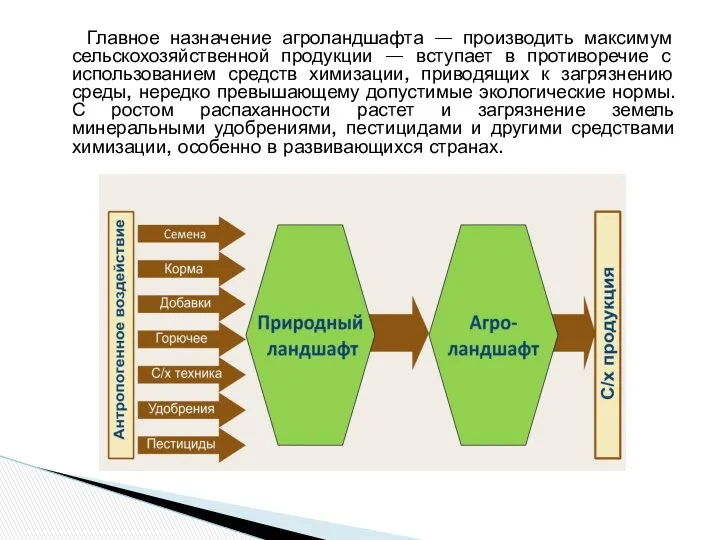 Главное назначение агроландшафта — производить максимум сельскохозяйственной продукции — вступает в