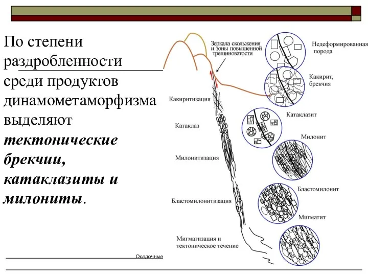 Осадочные и метаморфические горные породы По степени раздробленности среди продуктов динамометаморфизма