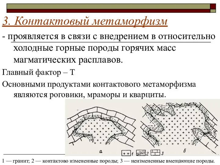 Осадочные и метаморфические горные породы - проявляется в связи с внедрением