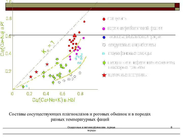 Осадочные и метаморфические горные породы Составы сосуществующих плагиоклазов и роговых обманок