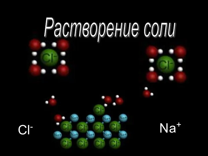 Растворение соли Na+ Cl-