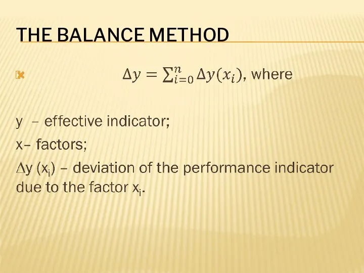 THE BALANCE METHOD