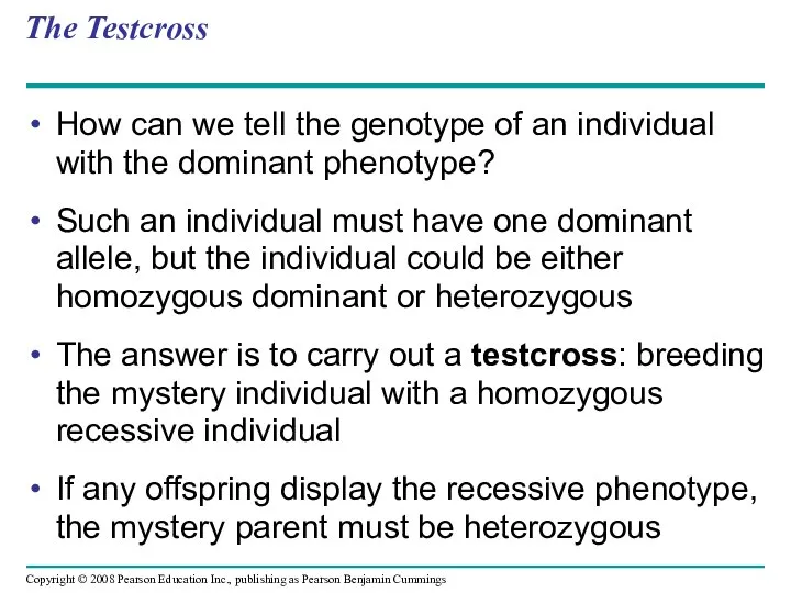 The Testcross How can we tell the genotype of an individual